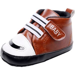 Baby Sneakers Brief Print Anti-Slip Pu Lederen Schoenen Gym Eenvoudige Effen Kleur Casual Schoenen Voor Jongens Grijs/Bruin/Koffie