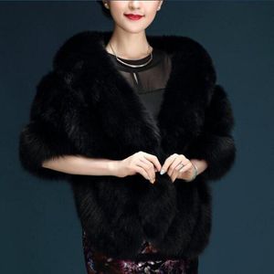 Vrouwen Bolero Bridal Shawl Faux Fur Wrap Bolero Bruiloft Bruids Cape Sjaal Bont Cape Winter Ivoor Bruids Mantel bolero