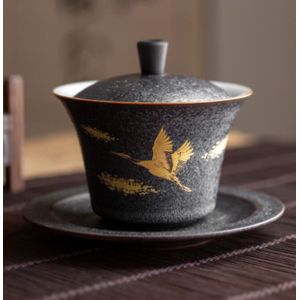 130 Ml Keramische Gaiwan Thee Kom Met Deksel Schotel Kit Theeceremonie Thee Cup Handgemaakte Terrine Chinese Kung Fu Thee set Drinkware