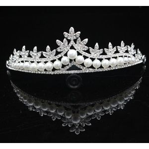 Prachtige Parel Bruiloft Bruids Sieraden Sets Vrouwen Bruid Bruiloft Sieraden Accessoires Tiara Kroon Oorbel Ketting
