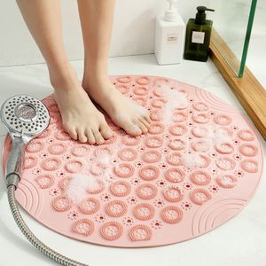 Baispo Badkamer Anti-Slip Mat Pvc Veiligheid Douche Voetmassage Vloermat Met Afvoer Gat Voet Mat Thuis Badkamer accessoires Set