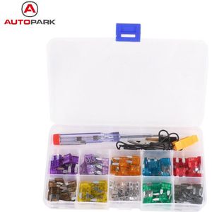 100 stks Mini Auto Zekering Kit Kleurcode voor Tien Amps Zekeringen met Alligator Clip Elektrische Tester Tweezer Zekering Puller