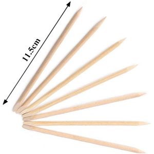 100 Stks/partij Nail Art Oranje Houten Stok Cuticle Pusher Remover Voor Manicure Care