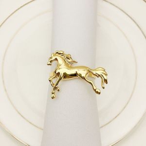 6 Stks/partij Gouden Zilveren Pony Servet Ring Metal Servet Gesp Hotel Servet Houder Geschikt Voor Bruiloft Feestartikelen