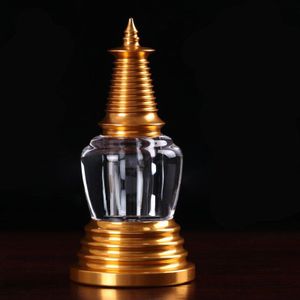 8.2cm Goud Legering Metal Crystal Acryl Boeddhistische Leveranciers Gunstige Bid Putting Versieren Stupa Instrument