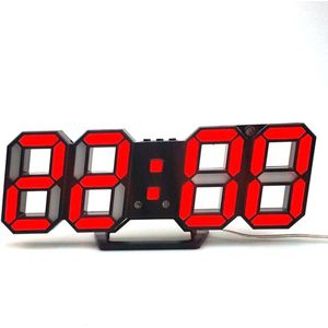 3D Elektronische Led Wandklok Moderne Voice Control Digitale Tafel Nachtlampje Display Opknoping Wekker Thuis Woonkamer Decor