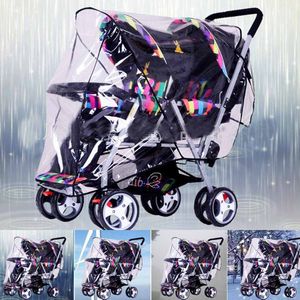 Clear Waterdichte Wandelwagen Regenhoes Weer Kinderwagen Baby Baby Dubbele Wandelwagen Wind Shield Rain Covers Buiten Regenkleding Luifel