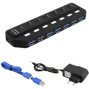Windyoung USB3.0 Hub 7 Port Met Power Opladen En Schakelaar Meerdere Usb Power Adapter Led On/Off Switch Splitter voor Pc Laptop