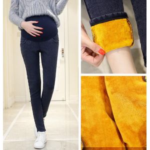 Zwangerschap Kleding Jeans voor Zwangere Vrouw Herfst Winter Fleece Denim Verdikte Moederschap Kleding Verpleging Zwangerschap Broek