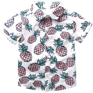 Baby Baby Jongens Zomer Katoen Korte Mouw T-shirt Ananas Gedrukt Spread Kraag Button Down Tops Kids Beach Casual Shirt