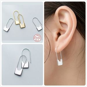 925 Sterling Zilveren Oorbellen Voor Vrouwen Gold Lock Oorringen Harajuku Minimalisme Aretes Meisje Party Lange Oorbellen R5