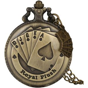 Bronzen Flush Poker Kaarten Mannen Zakhorloge Klassieke Volledige Hunter Hanger Horloges Vrouwen Ketting Chain Relogio De Bolso