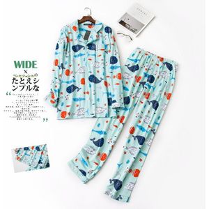 Spring and Autumn Long-sleeved Trousers Suits for Couples Homewear Knitted Men&#39;s and Women&#39;s Cotton Pajamas for Couple
