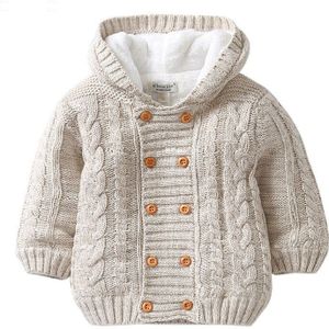 Iyeal Baby Jongens Hooded Vest Jas Lange Mouwen Fleece Gebreide Trui Kids Peuter Meisjes Winter Warme Bovenkleding 0-2 Y