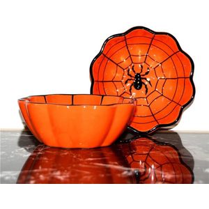 1pc Spider Web Vormige Keramische Halloween Party Bestek ome Keramische Leuke Babyvoeding Kom Kinderen Servies Fruitsalade Ontbijt