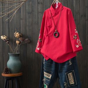 Blouses femininas elegante top vrouwen lente geborduurde traditionele Chinese shirt boer blouse lange shirt vrouwelijke AA4613