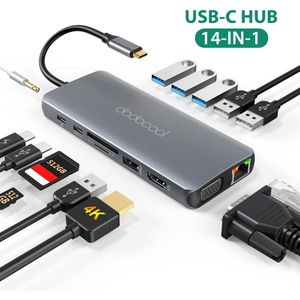 14 In 1 Usb C Hub Compatibiliteit Voor Android Windows USB-C Hub Apparaten Superspeed Usb 2.0 Usb 3.0 Poorten Vga lan Sd-kaart Poorten