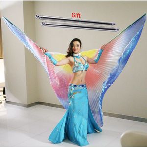Buikdans Isis Wings Buikdans Accessoire Vleugels Kostuum Oosterse Bollywood Egyptische Egypte Met Stokken Vrouwen Volwassen Regenboog