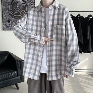 Lente En Herfst Plaid Shirt Mannen Retro Casual Shirt Mannen Streetwear Koreaanse Losse Lange Mouwen Shirts Heren M-2XL