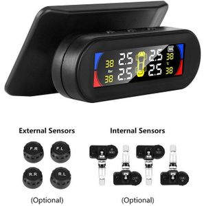 Coloful Solar Tpms Auto Bandenspanning Alarm Monitor Universal Tpms Met 4 Draadloze Sensoren Voor Smart Temperatuur Waarschuwing