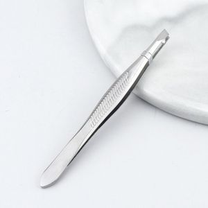 1Pc Wenkbrauw Haar Pincet Rvs Facial Hair Remover Puller Professionele Wenkbrauw Ontharing Tweezer Platte Tip Gereedschap