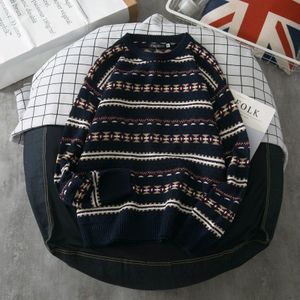 Japanse Stijl Retro Paar Gestreepte Mannen Truien Herfst Hick Bf Retro Student Set Hoofd Trend Gebreide Gestreepte Mannelijke Trui Tops