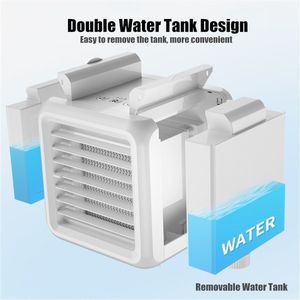 Met 2 Water Tanks Home Desktopair Conditioner Koeling 7 Kleuren Licht Conditioning Luchtbevochtiger Luchtreiniger Usb Luchtkoeler Fan