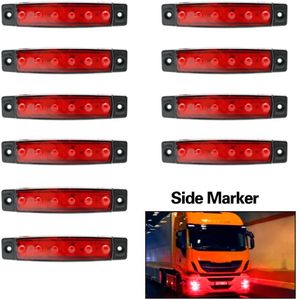 10x Rode Auto Externe Verlichting Led 12V 6LED Auto Bus Truck Wagons Side Marker Indicator Trailer Licht Achter side Lamp
