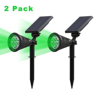 T-SUNRISE 2 Pack Solar Spotlight Led Solar Verlichting Groen Licht Waterdichte Outdoor Landschap Verlichting Wandlamp Voor Tuin Yard