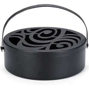 Draagbare Wierookbrander Smeedijzeren Office Home Mosquito Coil Houder Ronde Met Handvat Hollow Out Tuin Brandpreventie