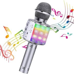 Draadloze Bluetooth Karaoke Microfoon Met Led-verlichting Handheld Multifunctionele Speaker Oplaadbare Li-Batterij Beste Cadeau Voor Kinderen