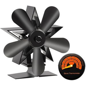 Zwart 4/5 Blade Haard Warmte Aangedreven Kachel Fan Hout Brander Haard Rustig Efficiënte Warmteverdeling Kerstversiering