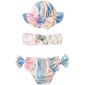 3 Stuks Set Pasgeboren Baby Meisje Bloemen Boog Bikini Sets Badmode Zwemmen Badpak