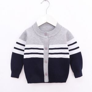 Herfst Winter Baby Jongens Gentleman Trui Jas Gestreepte Patchwork Lange Mouwen Single Breasted Gebreide Trui Outfits 0-24M