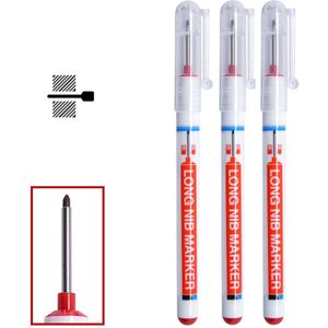 3 Pcs 3 Kleur 20Mm Diepe Boor Gat Lange Nib Waterbestendig Marker Pennen Multifunctionele Zwart Blauw Rood Thuis decoratie