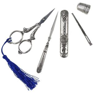 Europese Vintage Naaien Kit Schaar Metalen Priem Threader Vingerhoed Naald Case DIY Naaien Tool Kleermakers Schaar voor Huishouden Vrouwen
