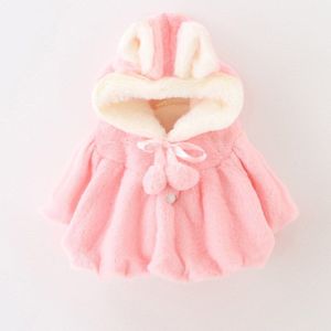 OKLADY Winter Meisjes Pluizige Jas Peuter Warm Hooded Mantel Katoen Prinses Sjaal Pluche Leuke Baby Meisjes Lente Roze Jassen 1 -4T