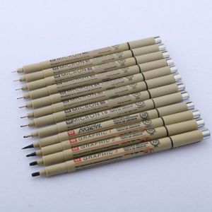 12Pc Pigment Liner Micron Inkt Marker Pen Verschillende Tip Schilderij Zwart Fineliner Schetsen Tekening Pen Kantoorbenodigdheden