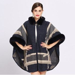 Mingjiebihuo mode herfst en winter vrouwen mode effen sjaal warme dikke grote maat comfortabele zachte losse poncho