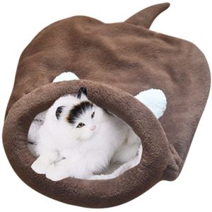 Zachte Warme Slapen Bed Huisdieren Winter Coral Fleece Kat Slaapzak Bed Voor Puppy Kleine Honden Huisdieren Kat Mat Bed kennel Huis Producten