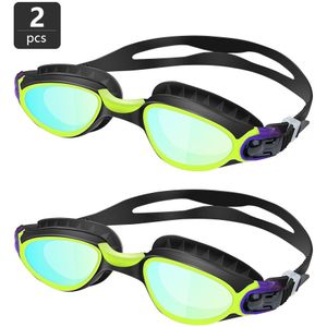 2Pcs Zwembril Siliconen Bril Voor Mannen Vrouwen Volwassen Professionele Water Sportbrillen Anti-Gog Uv Verstelbare