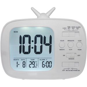LCD Digital Desk Wekker Slaapkamer Nachtkastje Snooze Wake Up Light Digitale Klok Thermometer