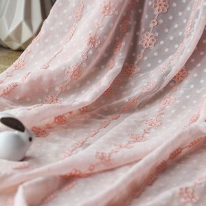 Beige, Grijs, Roze Zachte Jacquard Geborduurde Chiffon Tule Stof Voor Jurk Shirts, Door De Meter, 150Cm Breed