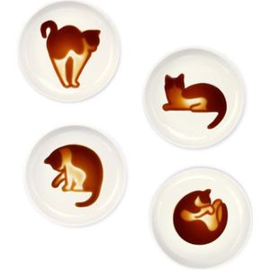 Ceramics Sauce Dish Cat Relief Seasoning Dish Mini Side Bowl soy sauce dishes dinnerware Meow Porcelain(Set of 4)