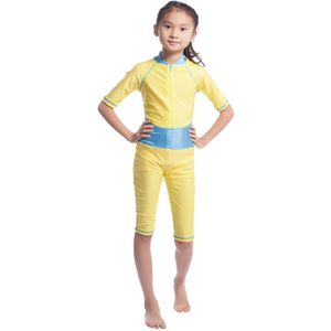 Msulim Meisjes Vier Seizoen Zwemmen Setsnylon Patchwork Burkinis Half Mouwen Kalf Broek Jumpsuit Islamitische Kinderen Kids Bescheiden