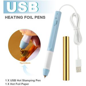 0.8Mm/1.5Mm Usb Stamping Pen Met Folie Papier Diy Scrapbooking Kaarten Lederen Ambachten Maken Warmte folie Pen Hittebestendige