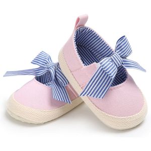 Wit Roze Baby Gestreepte Strik Schoenen Zomer Herfst Pasgeboren Kids Meisjes Zachte Zolen Prinses Crib Schoenen Prewalker Anti Slip 0-18 M