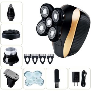 5 In 1 5D Oplaadbare Elektrische Scheerapparaat Vijf Scheerhoofden Scheerapparaten Tondeuse Neus Oorhaar Trimmer Mannen Facial Cleaning borstel