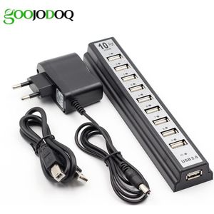 GOOJODOQ 10 Poorten USB 2.0 Hubs met AC Power Computer Randapparatuur Supply Adapter Voor Portablefor PC Laptop Notebook