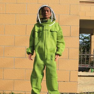 1Pcs 3D Zachte Ademend Groene Bee Doek Anti Bite Bescherming Overroll Met Hoodie Lange Kleding Beschermende Pak Hoofdtooi Gereedschap